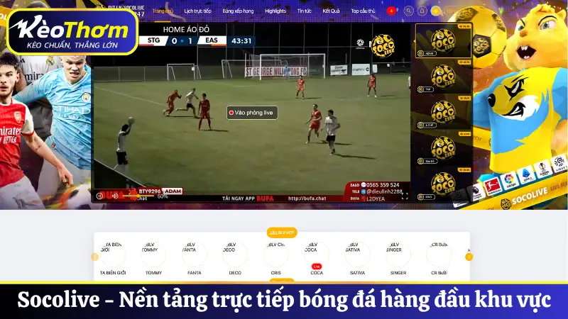 Socolive - Nền tảng trực tiếp bóng đá hàng đầu khu vực